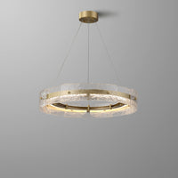 WOMO Hammered Glass Round Brass Chandelier-WM2351