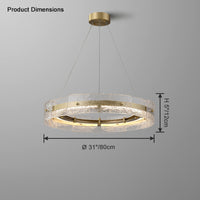 WOMO Hammered Glass Round Brass Chandelier-WM2351