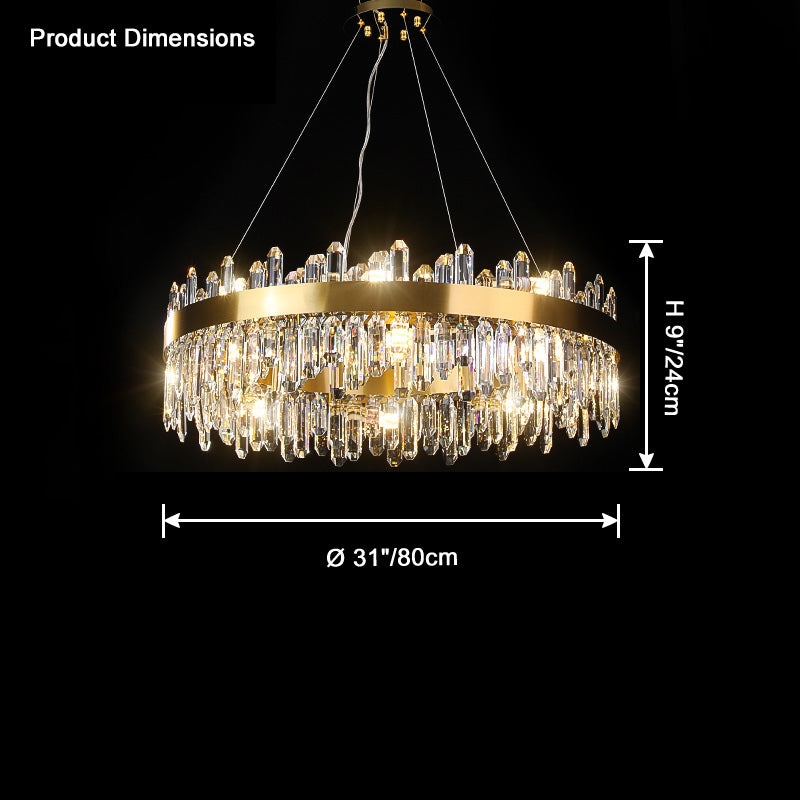 WOMO Gold Crystal Round Chandelier-WM2339