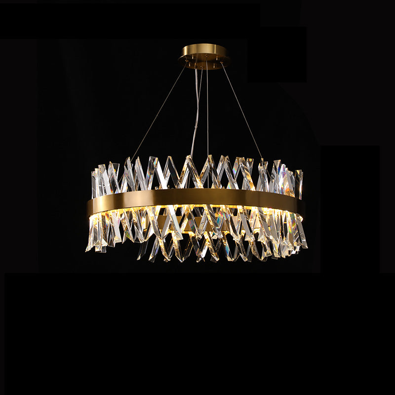 WOMO Gold Crystal Prism Round Chandelier-WM2359