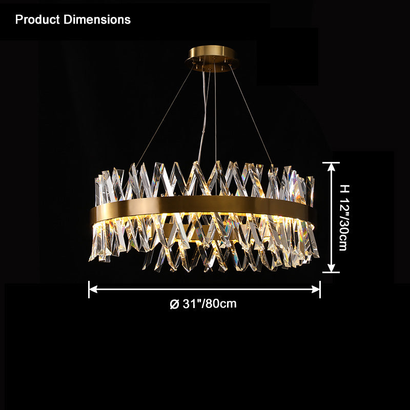 WOMO Gold Crystal Prism Round Chandelier-WM2359