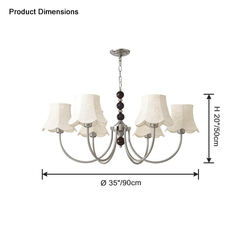 WOMO Fabric Shaded Swoop Arm Chandelier-WM2369