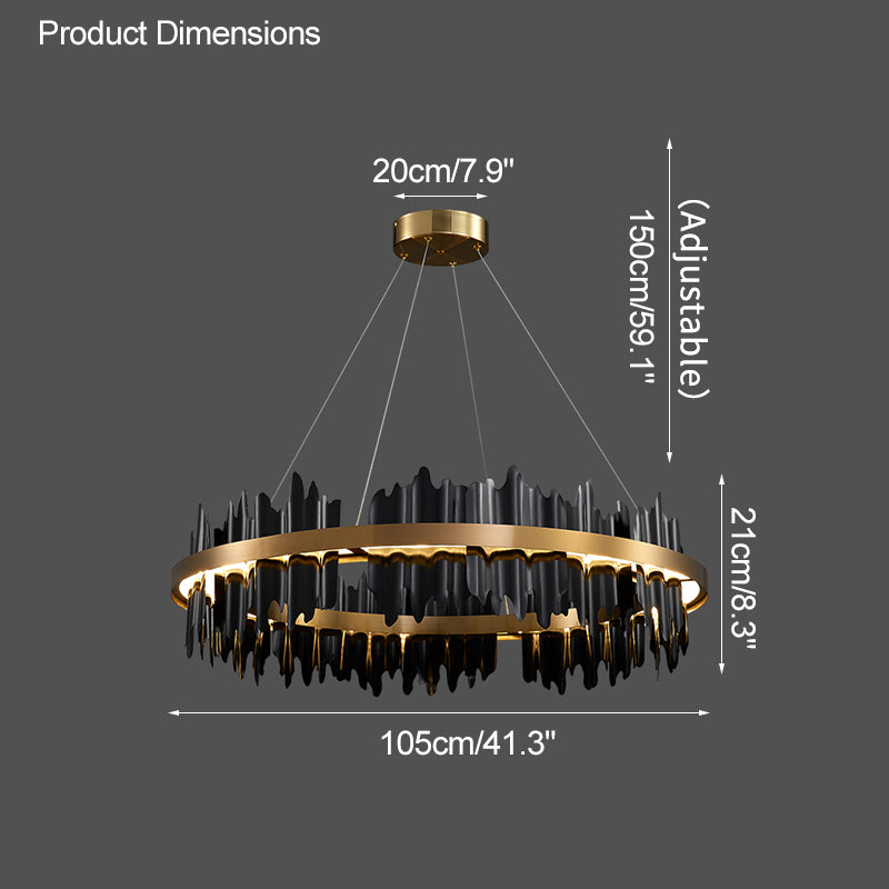 WOMO Iceberg 2 Tier Round Black and Gold Chandelier-WM2183