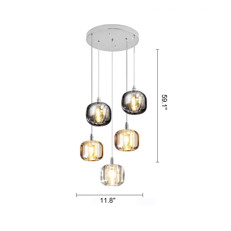 WOMO Colored Glass Multi Pendant Chandelier-WM2111