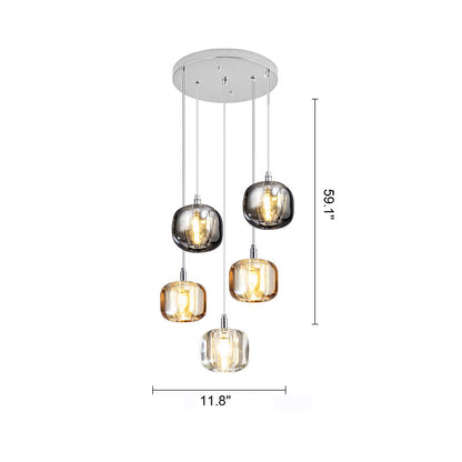 WOMO Colored Glass Multi Pendant Chandelier-WM2111