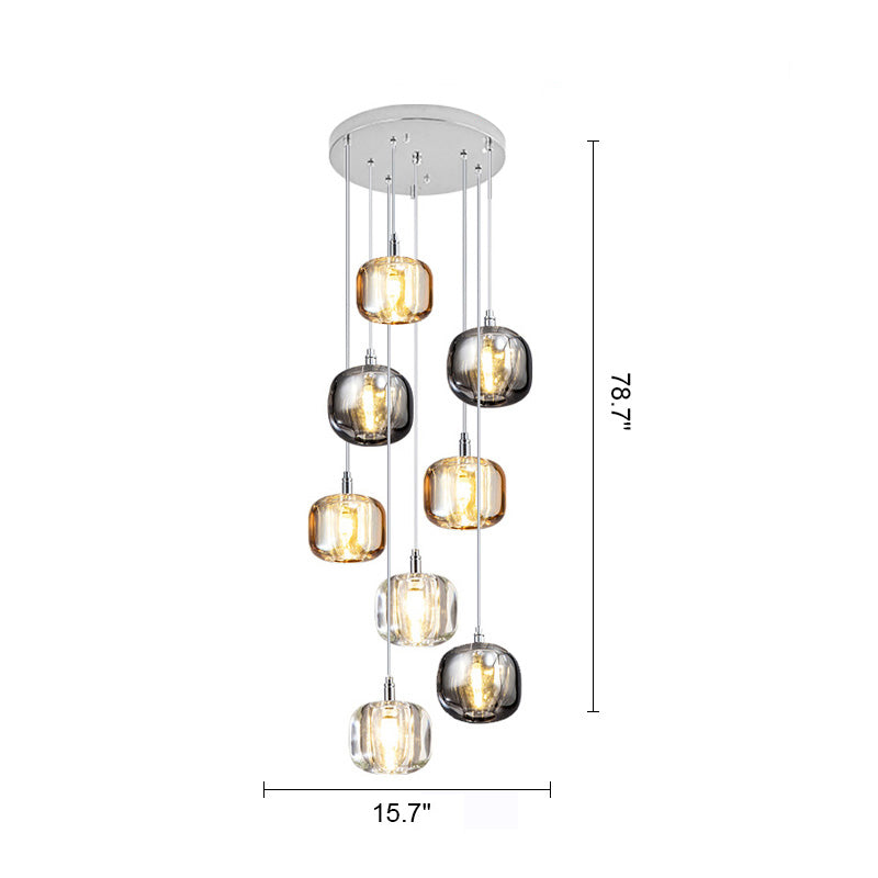 WOMO Colored Glass Multi Pendant Chandelier-WM2111