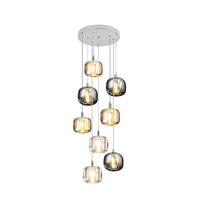 WOMO Colored Glass Multi Pendant Chandelier-WM2111