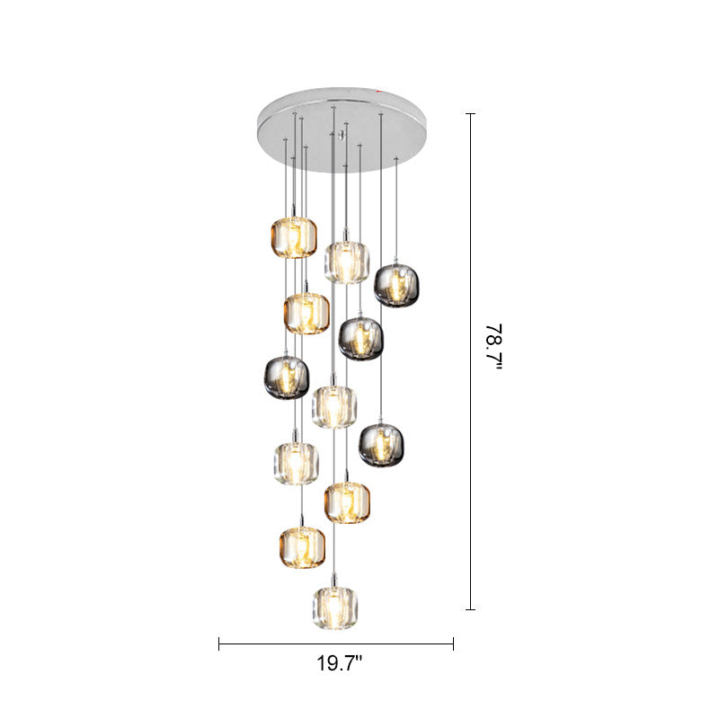 WOMO Colored Glass Multi Pendant Chandelier-WM2111