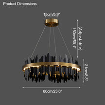 WOMO Iceberg 2 Tier Round Black and Gold Chandelier-WM2183