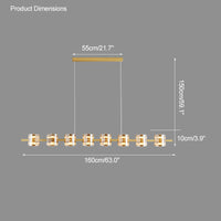 WOMO Glass Brass Linear Chandelier-WM2219A