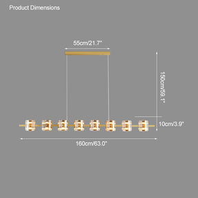 WOMO Glass Brass Linear Chandelier-WM2219A