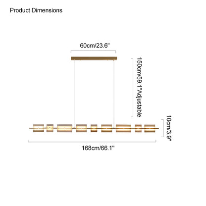 WOMO Amber/Smoked Glass Linear Chandelier-WM2221