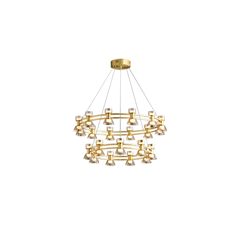 WOMO Double Circular Brass Chandelier-WM2224