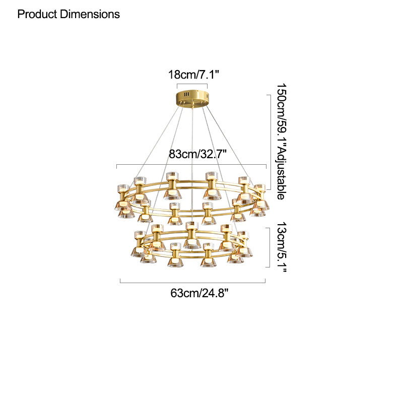 WOMO Double Circular Brass Chandelier-WM2224