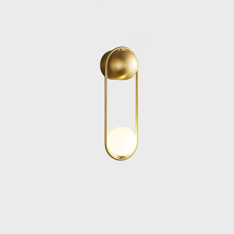WOMO Milk Glass Globe Brass Wall Sconce-WM6098