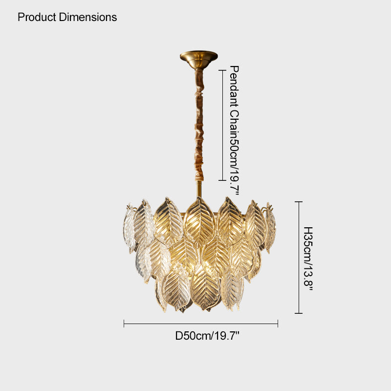 WOMO Tiered Glass Leaf Chandelier-WM2209