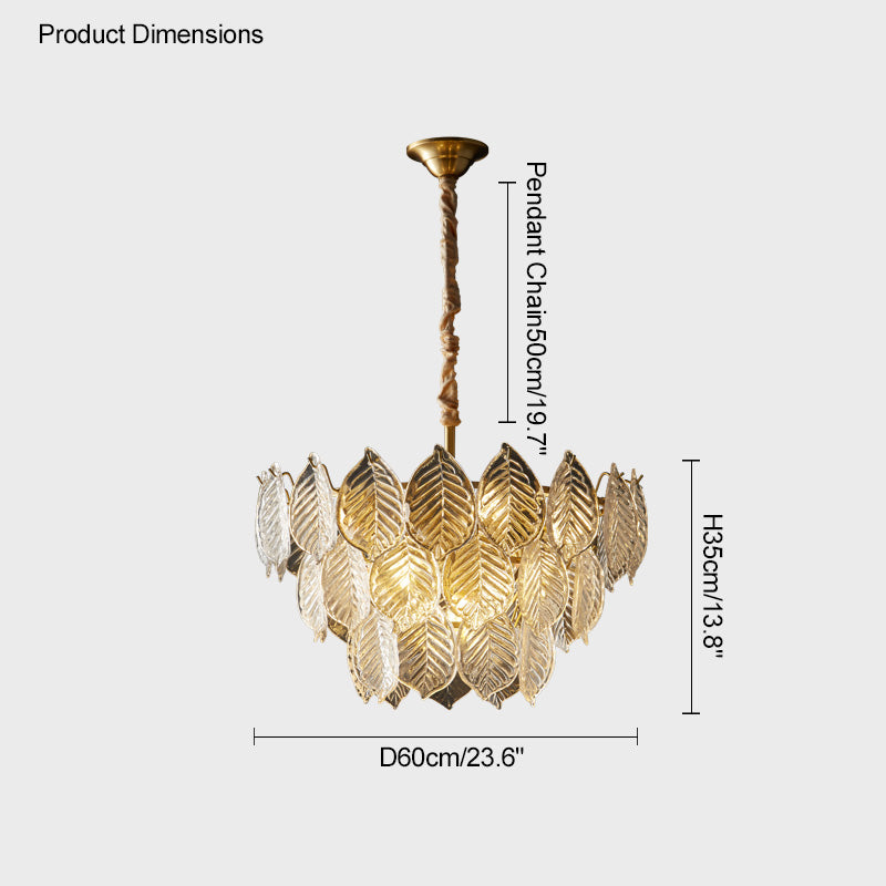 WOMO Tiered Glass Leaf Chandelier-WM2209