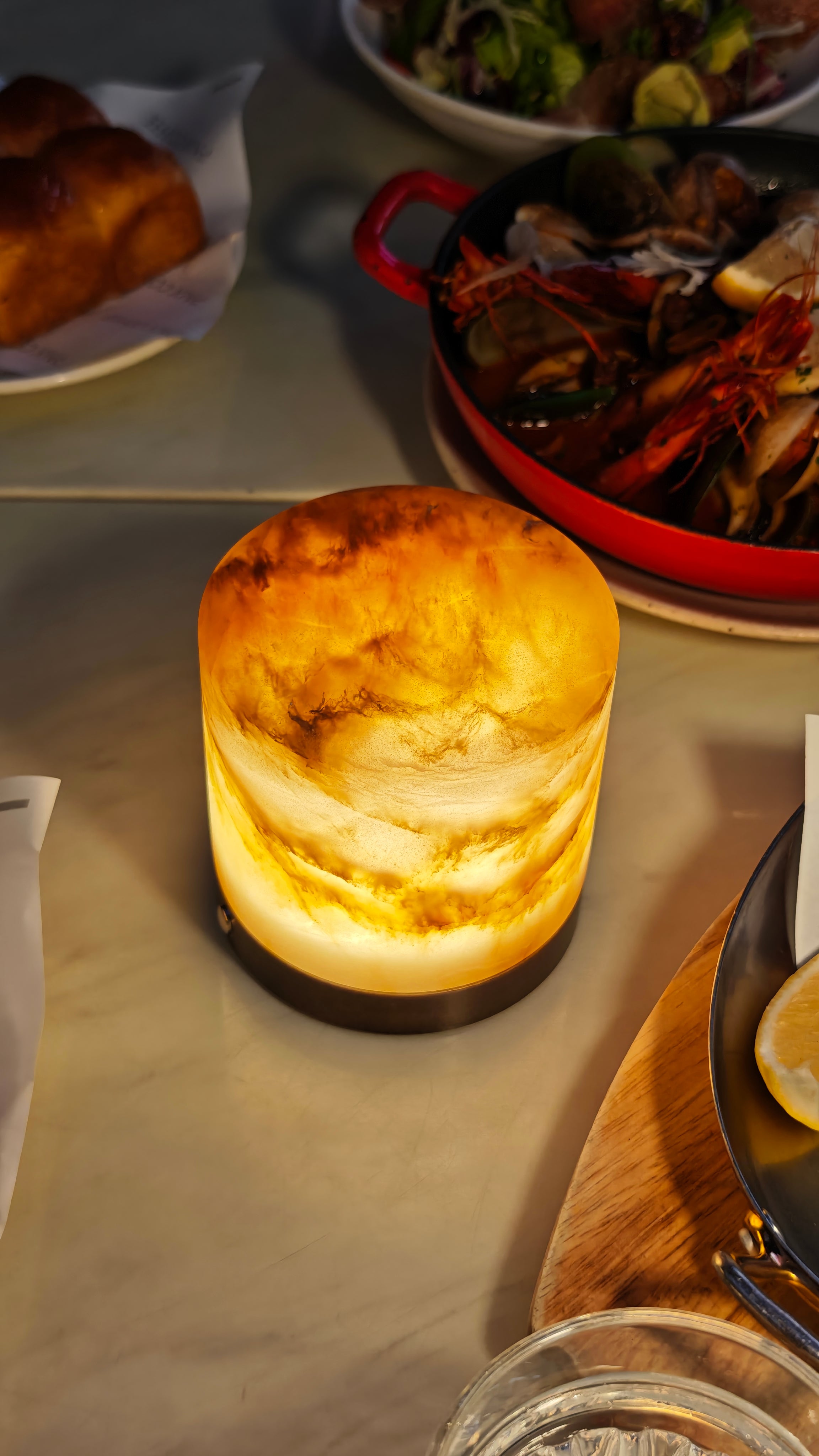 Cylinder Alabaster Night Table Lamp - Yun