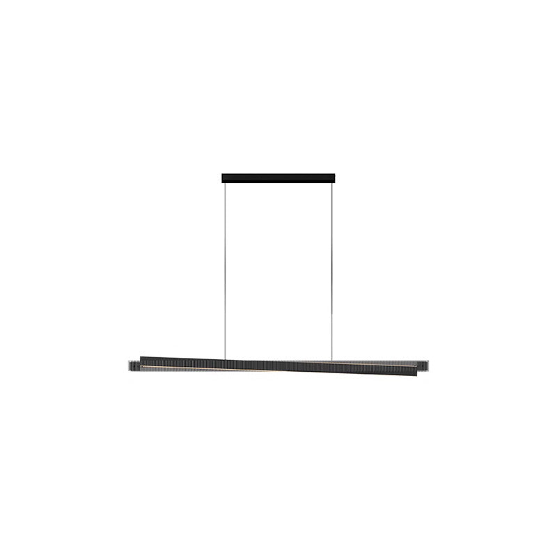 WOMO Black Fluted Glass Linear Pendant Light-WM2310