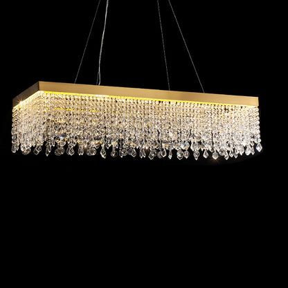 WOMO Rectangular Crystal Fringe Chandelier-WM2349