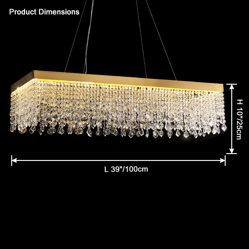 WOMO Rectangular Crystal Fringe Chandelier-WM2349