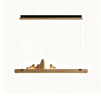 WOMO Rock‑Inspired Wooden Linear Pendant Light-WM3246