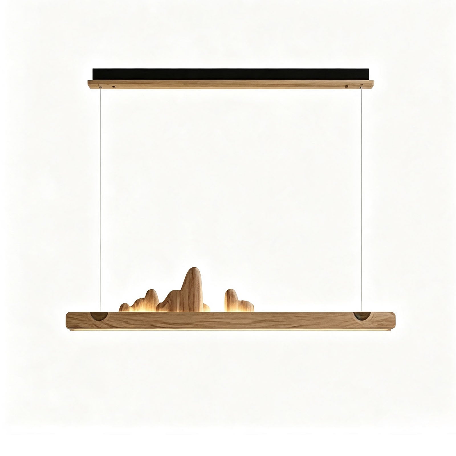 WOMO Rock‑Inspired Wooden Linear Pendant Light-WM3246