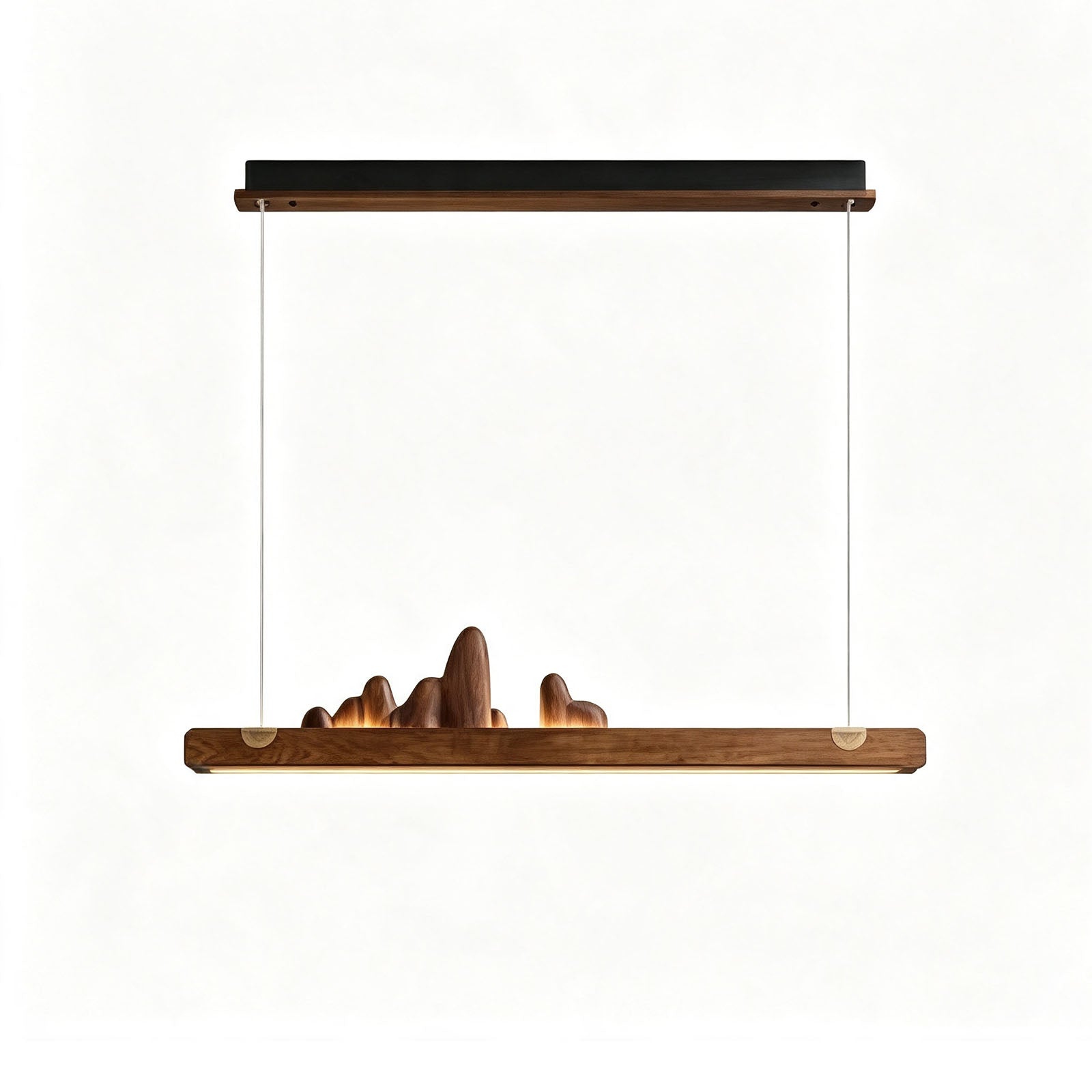 WOMO Rock‑Inspired Wooden Linear Pendant Light-WM3246