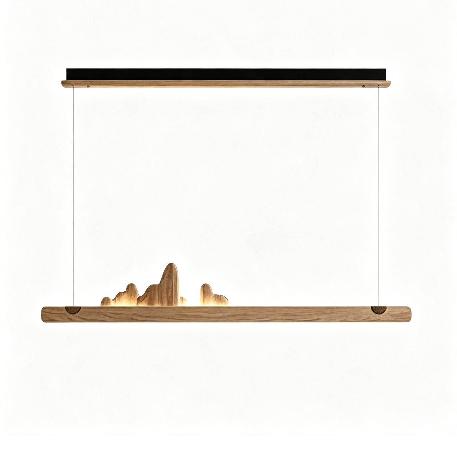 WOMO Rock‑Inspired Wooden Linear Pendant Light-WM3246