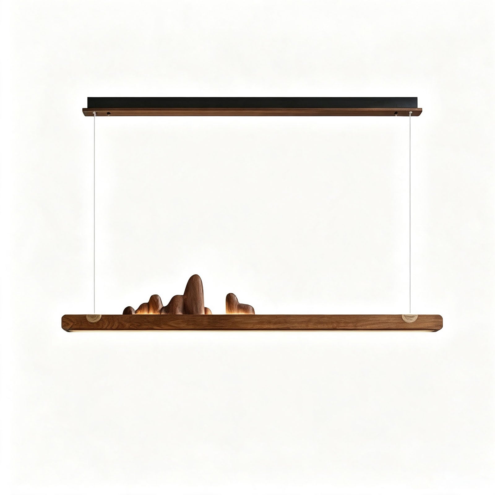 WOMO Rock‑Inspired Wooden Linear Pendant Light-WM3246