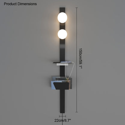 WOMO Bar Wall Sconce with Charging Panel and Shelf-WM6056