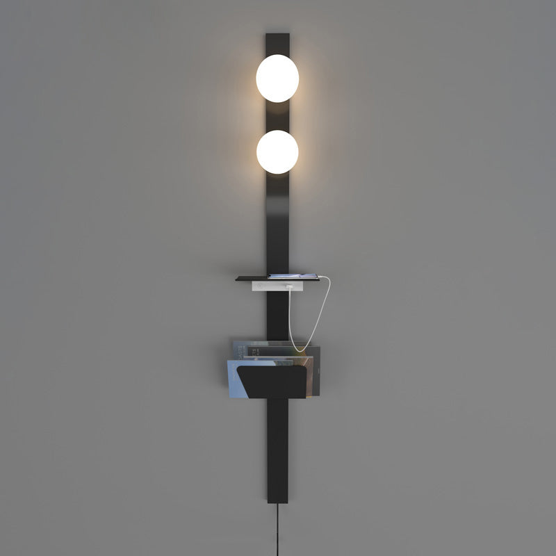 WOMO Bar Wall Sconce with Charging Panel and Shelf-WM6056