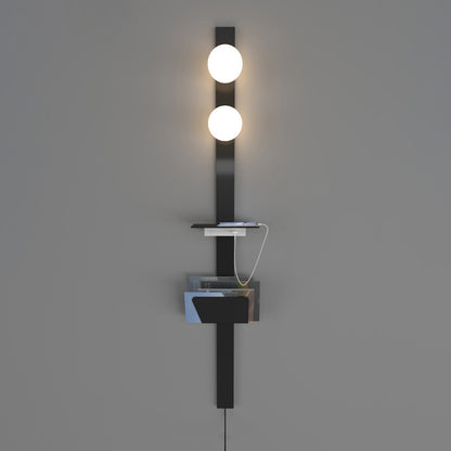 WOMO Bar Wall Sconce with Charging Panel and Shelf-WM6056