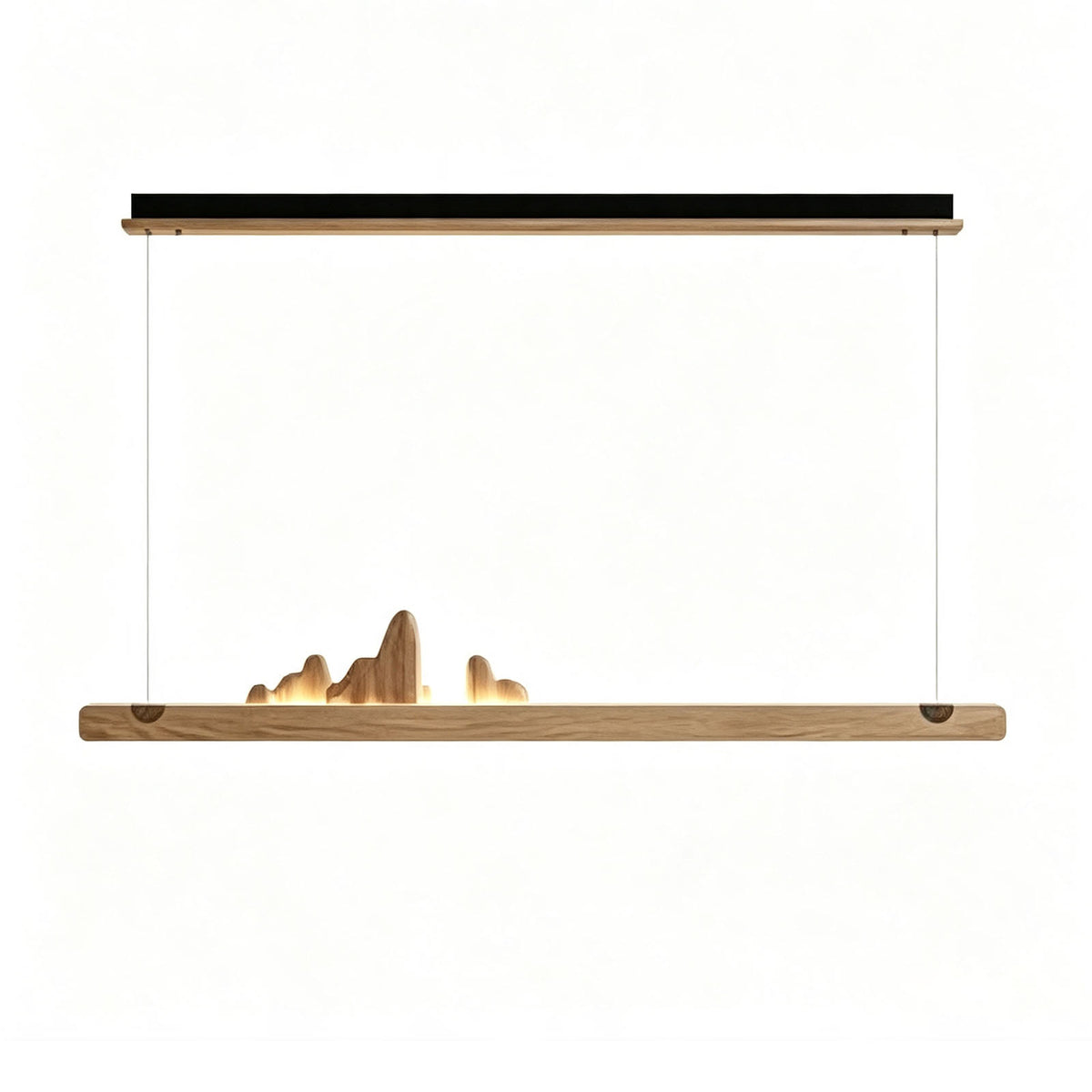 WOMO Rock‑Inspired Wooden Linear Pendant Light-WM3246