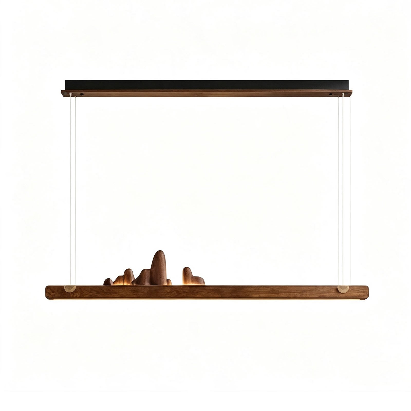 WOMO Rock‑Inspired Wooden Linear Pendant Light-WM3246