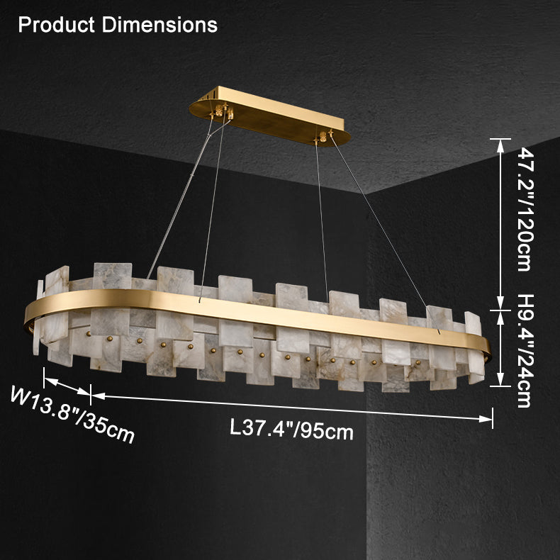 WOMO Gold Alabaster Round Chandelier-WM2394