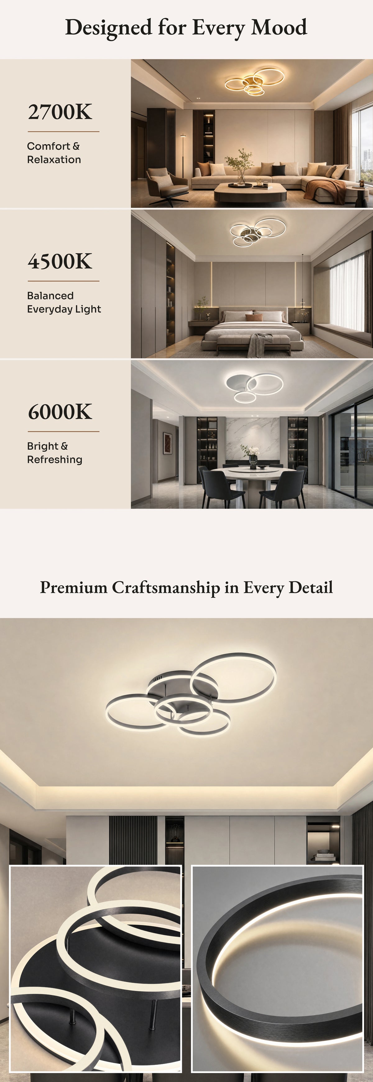 WOMO Circular LED Flush Mount Ceiling Light-WM1032
