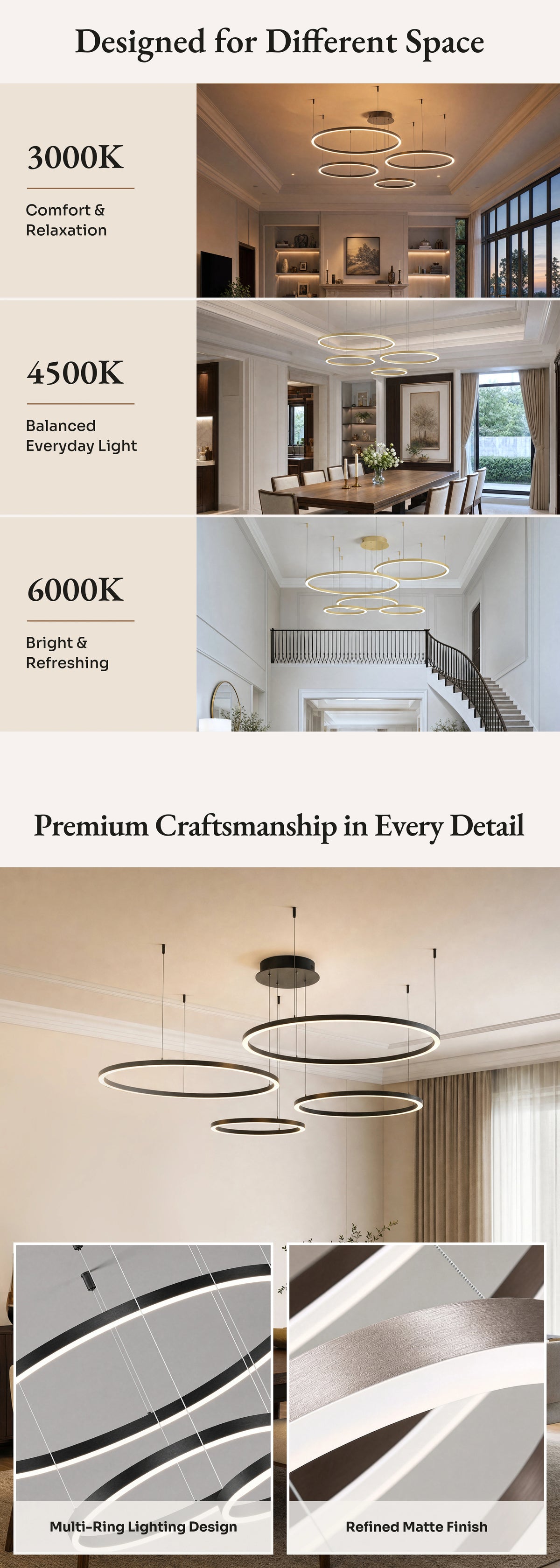 WOMO Multi LED Ring Chandelier-WM2003
