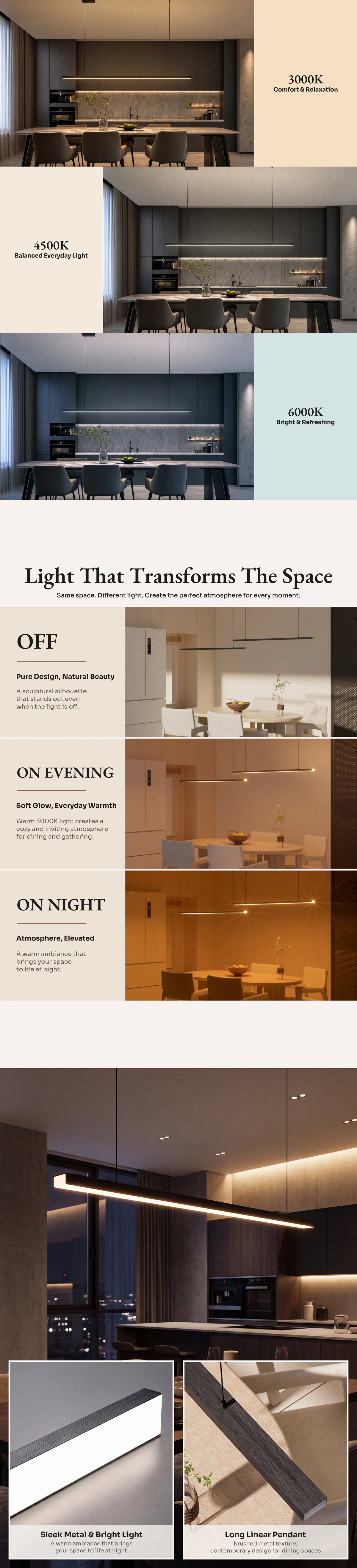 WOMO Extra Long Linear Pendant Light-WM2011