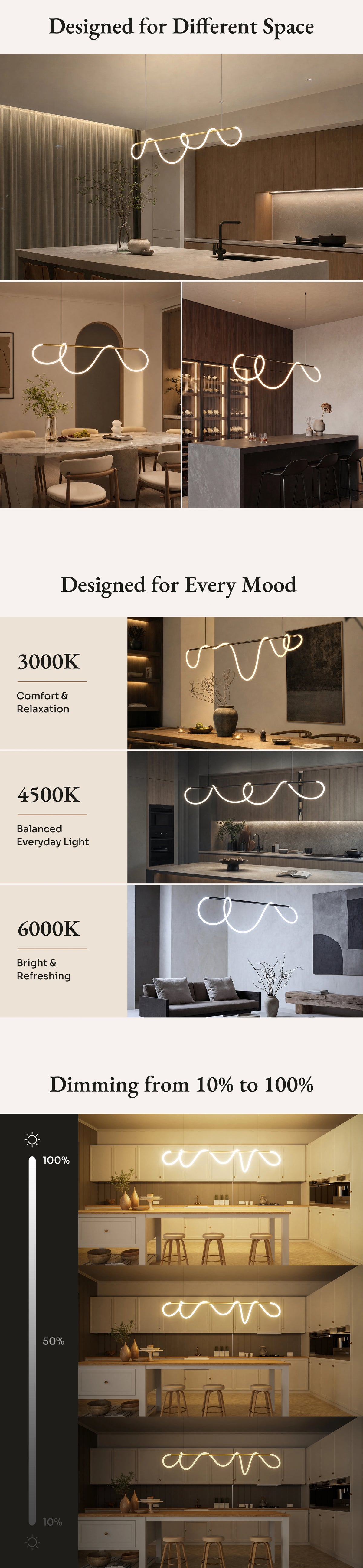 WOMO Rope Led Linear Brass Chandelier-WM2059a
