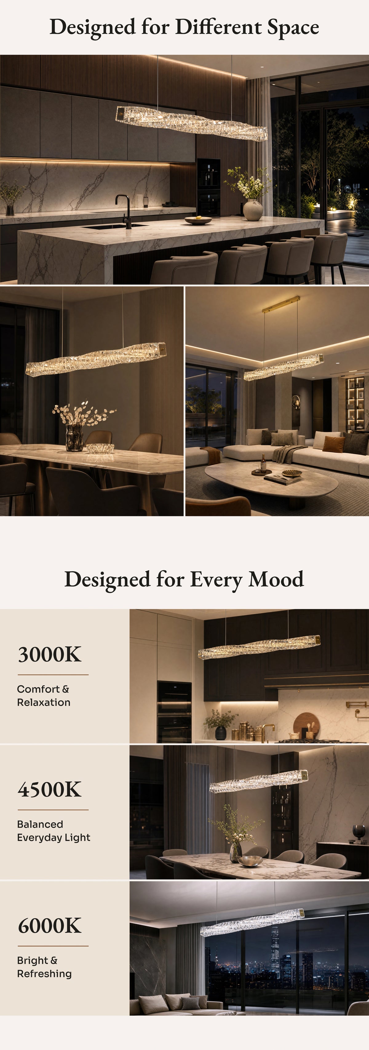 WOMO Twist Linear Crystal Chandelier-WM2193