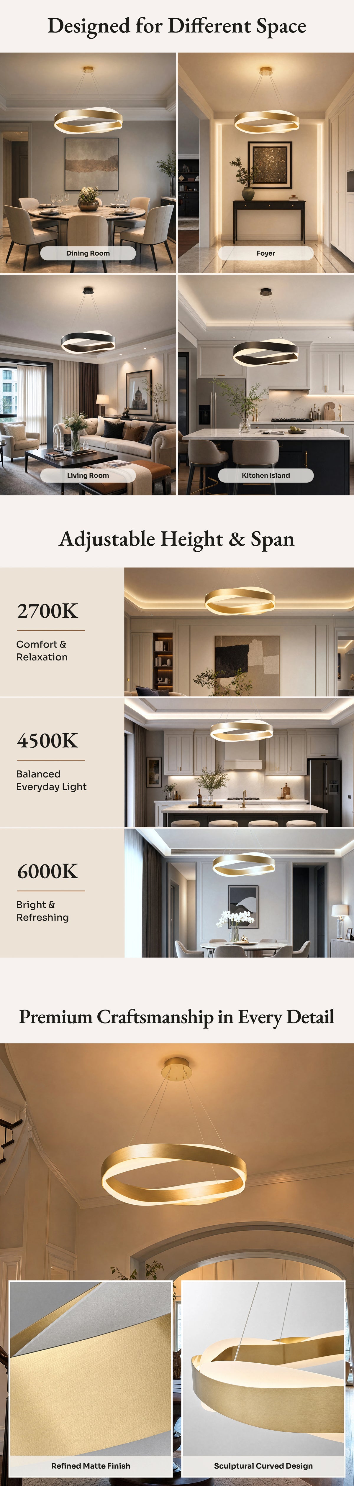 WOMO Wave Circular LED Chandelier-WM2195