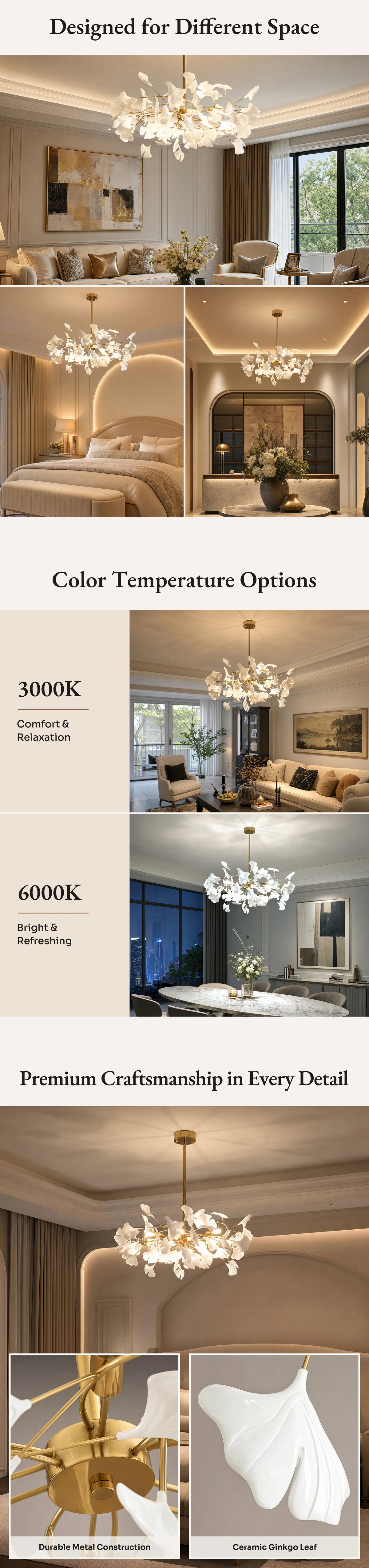 WOMO Gingko Leaf Chandelier-WM2205