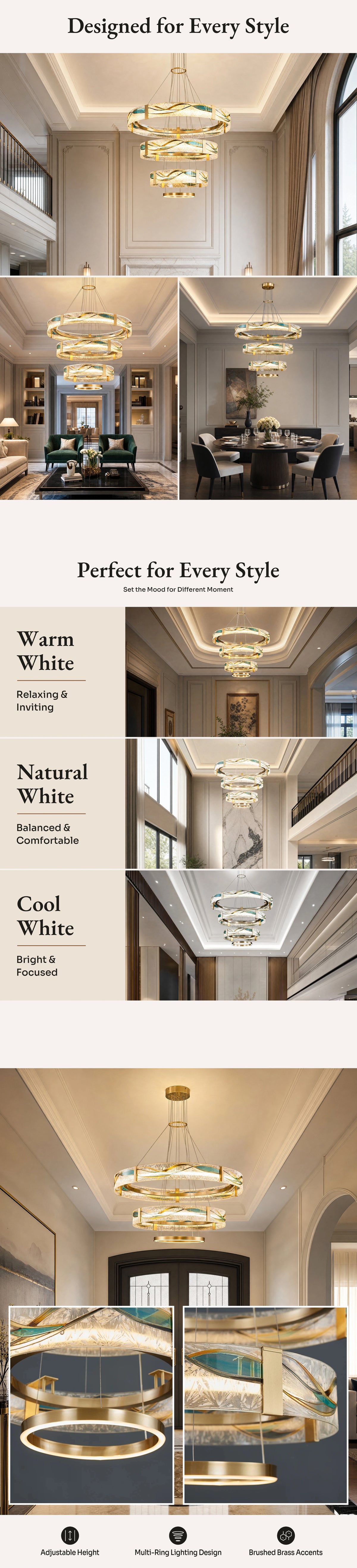 WOMO Enamel Tiered Round Chandelier-WM2336