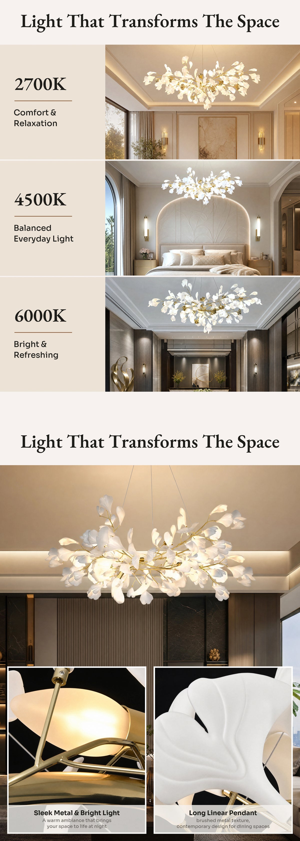 WOMO Gingko Branch Chandelier-WM2424
