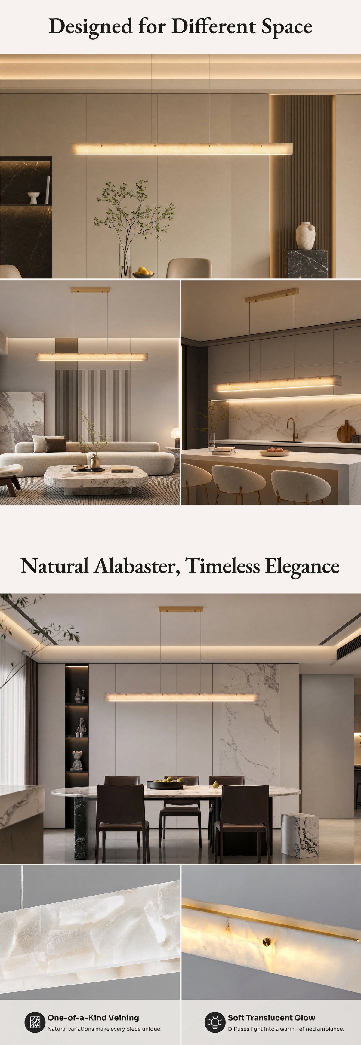 WOMO Linear Alabaster Chandelier-WM2833