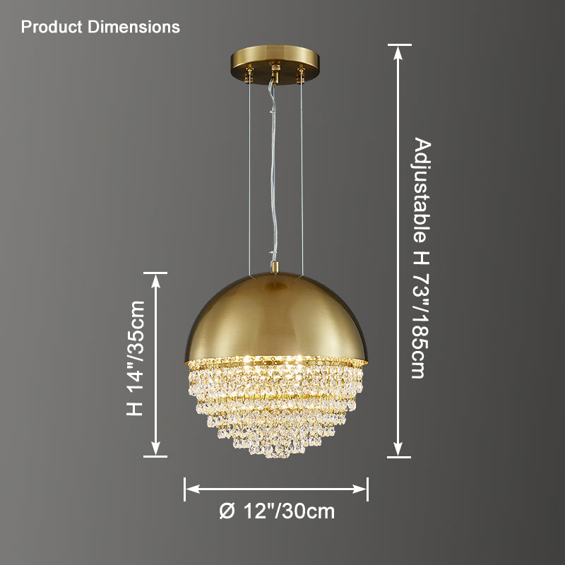 WOMO Gold Globe Crystal Pendant Light-WM2632