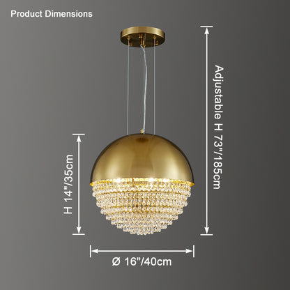 WOMO Gold Globe Crystal Pendant Light-WM2632