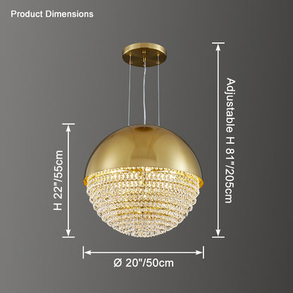 WOMO Gold Globe Crystal Pendant Light-WM2632