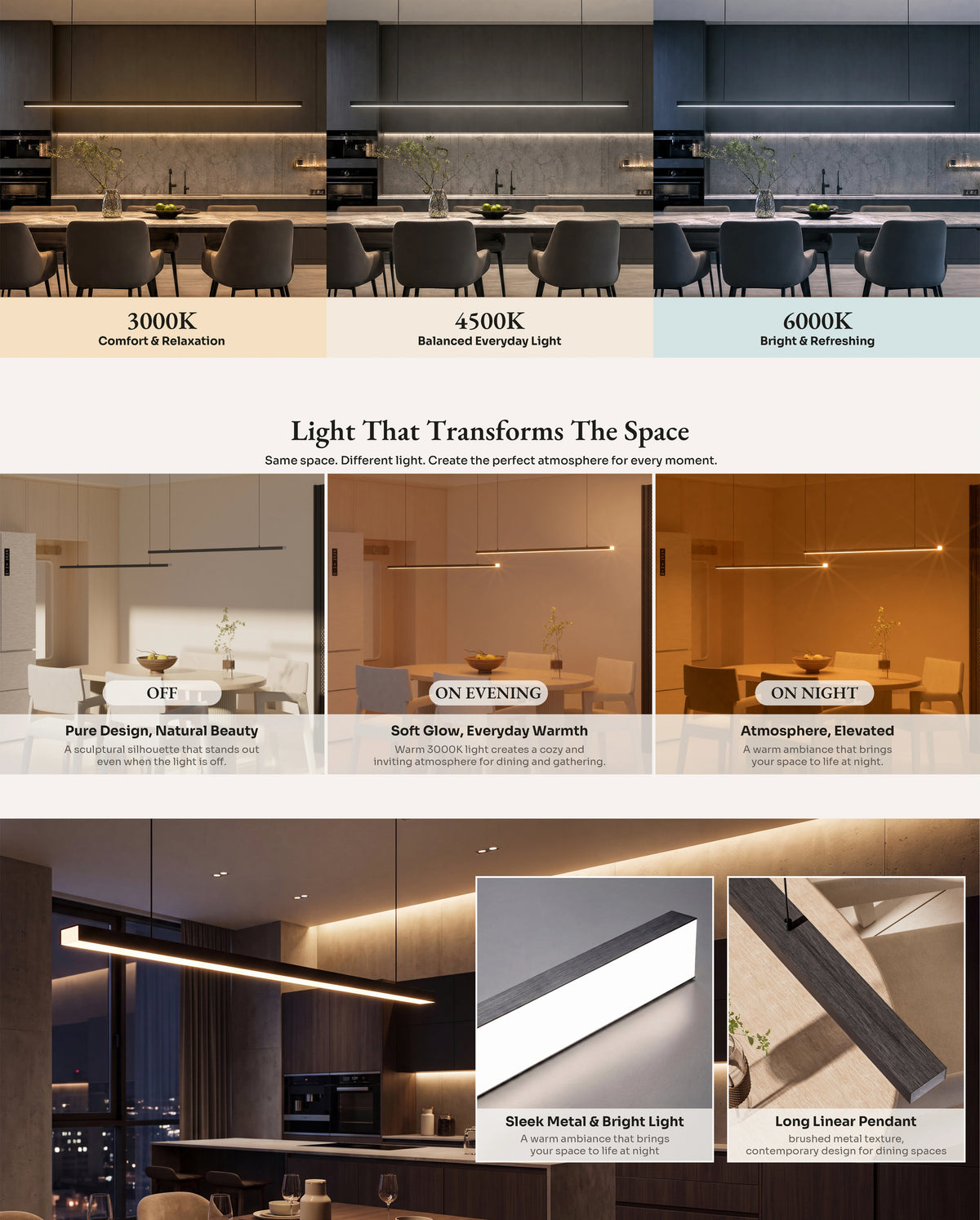 WOMO Extra Long Linear Pendant Light-WM2011